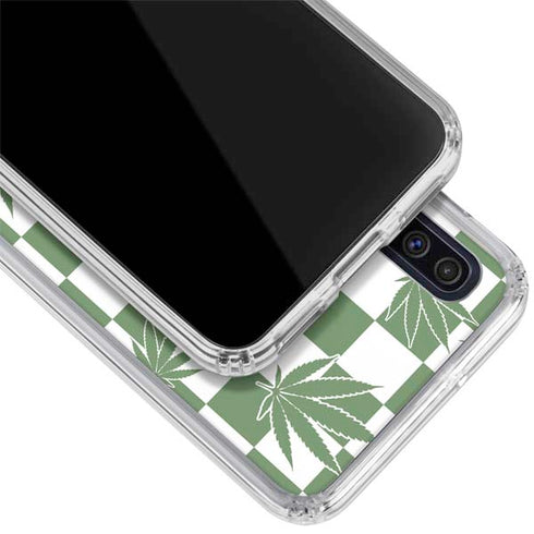 Marijuana Green Checkered Galaxy A50 Clear Case