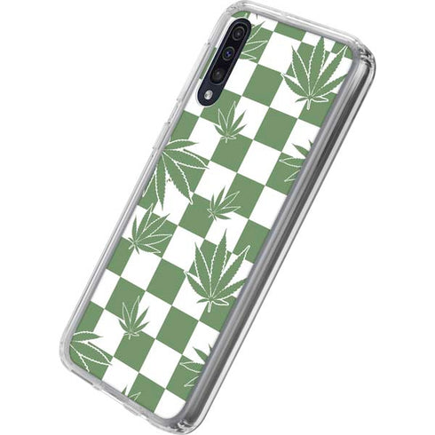 Marijuana Green Checkered Galaxy A50 Clear Case