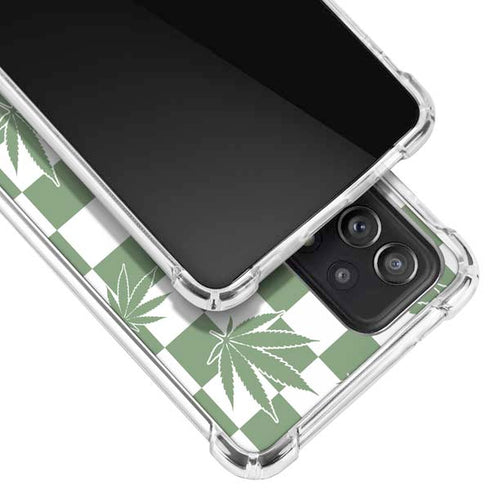 Marijuana Green Checkered Galaxy A52 5G Clear Case