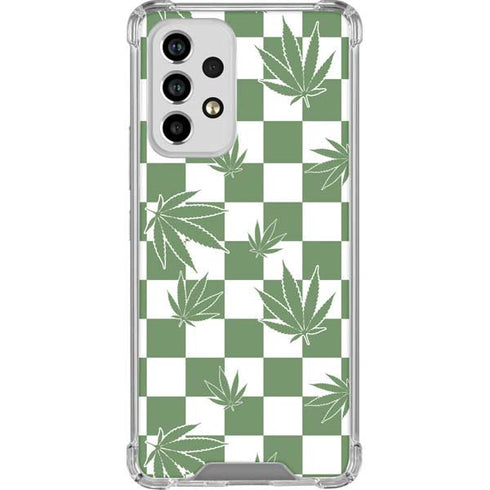 Marijuana Green Checkered Galaxy A53 5G Clear Case