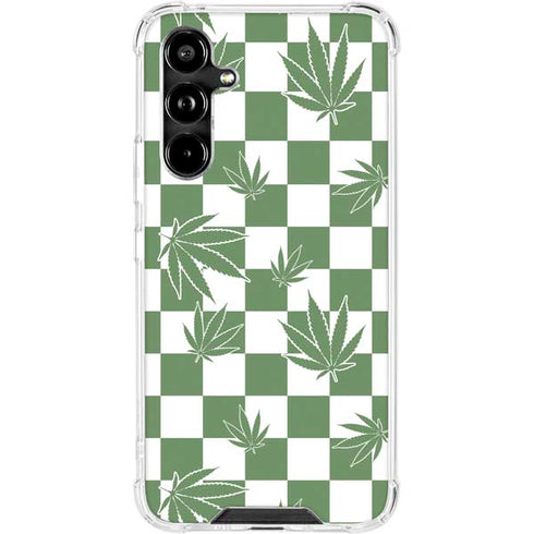 Marijuana Green Checkered Galaxy A54 5G Clear Case