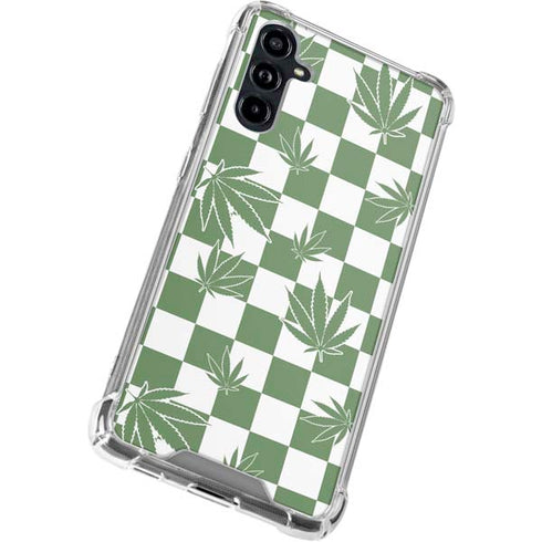 Marijuana Green Checkered Galaxy A54 5G Clear Case