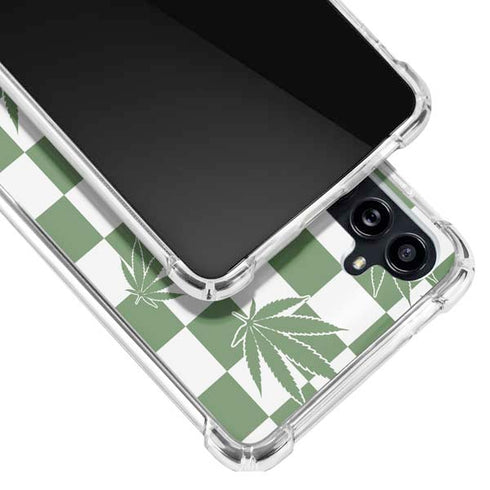 Marijuana Green Checkered Galaxy A54 5G Clear Case