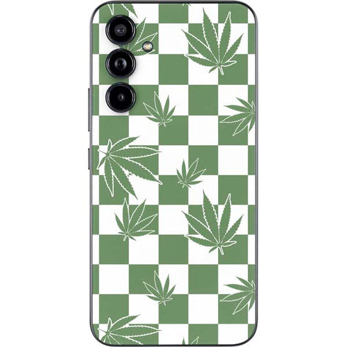 Marijuana Green Checkered Galaxy A54 5G Skin