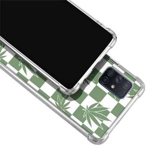 Marijuana Green Checkered Galaxy A71 5G Clear Case