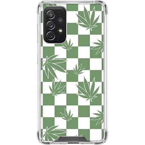 Marijuana Green Checkered Galaxy A72 5G Clear Case