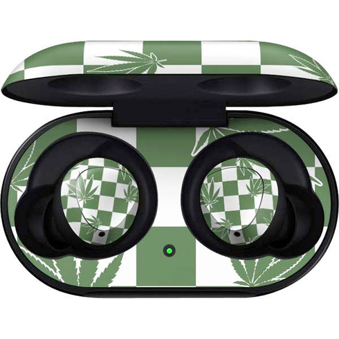 Marijuana Green Checkered Galaxy Buds Skin