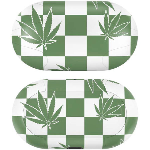 Marijuana Green Checkered Galaxy Buds Skin
