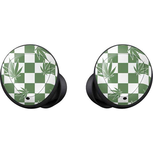 Marijuana Green Checkered Galaxy Buds Skin