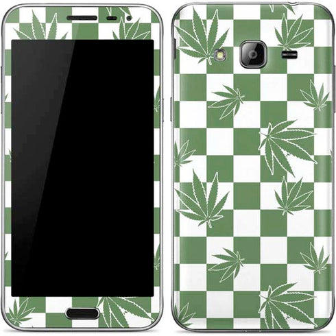 Marijuana Green Checkered Galaxy J3 Skin