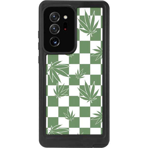 Marijuana Green Checkered Galaxy Note20 Ultra 5G Waterproof Case
