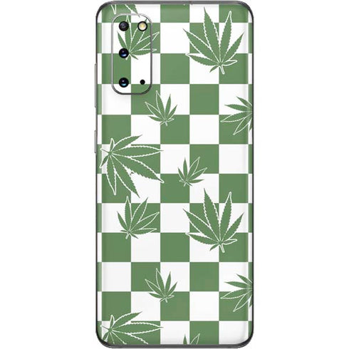 Marijuana Green Checkered Galaxy S20 Skin