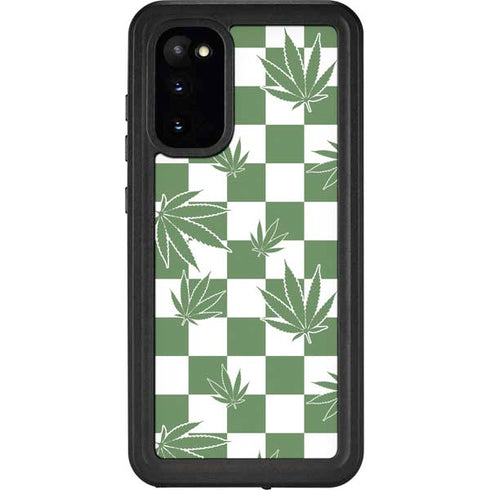 Marijuana Green Checkered Galaxy S20 Waterproof Case