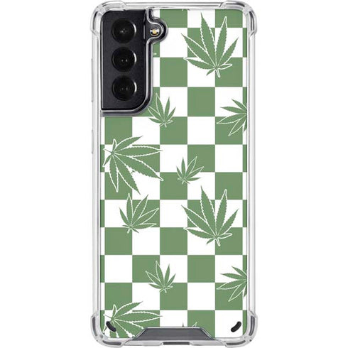 Marijuana Green Checkered Galaxy S21 5G Clear Case