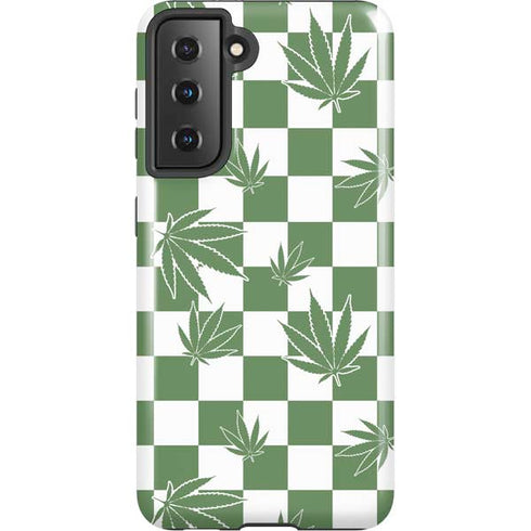 Marijuana Green Checkered Galaxy S21 5G Pro Case