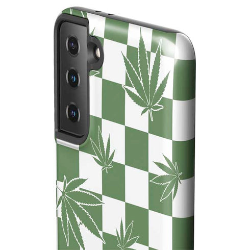 Marijuana Green Checkered Galaxy S21 FE Pro Case
