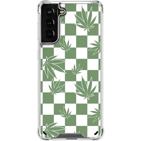 Marijuana Green Checkered Galaxy S21 Plus 5G Clear Case