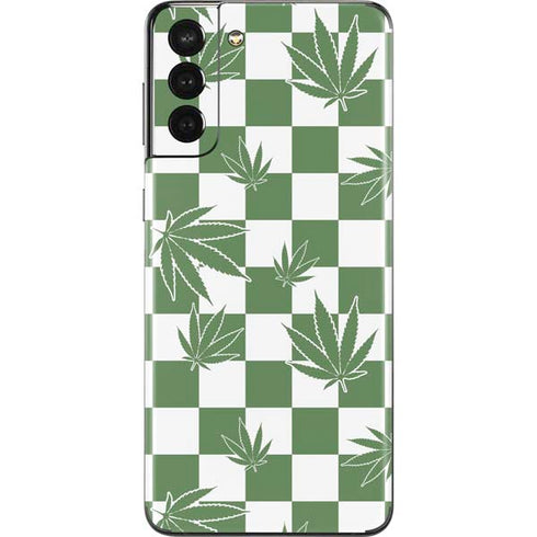 Marijuana Green Checkered Galaxy S21 Plus 5G Skin