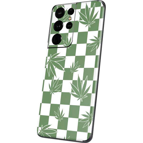Marijuana Green Checkered Galaxy S21 Ultra 5G Skin