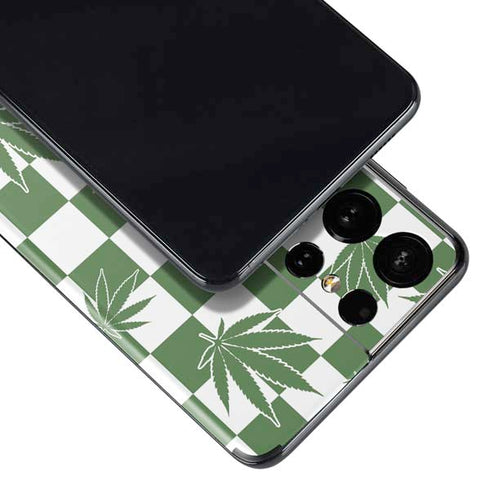 Marijuana Green Checkered Galaxy S21 Ultra 5G Skin