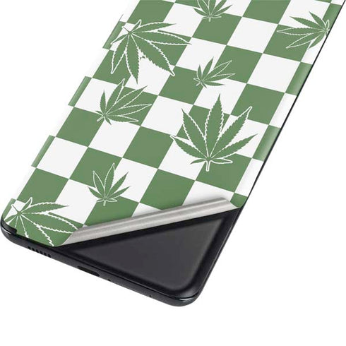 Marijuana Green Checkered Galaxy S21 Ultra 5G Skin