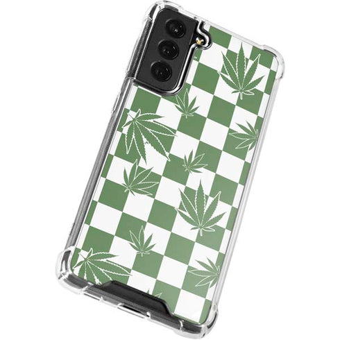 Marijuana Green Checkered Galaxy S22 Clear Case