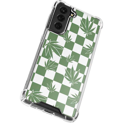 Marijuana Green Checkered Galaxy S22 Plus Clear Case