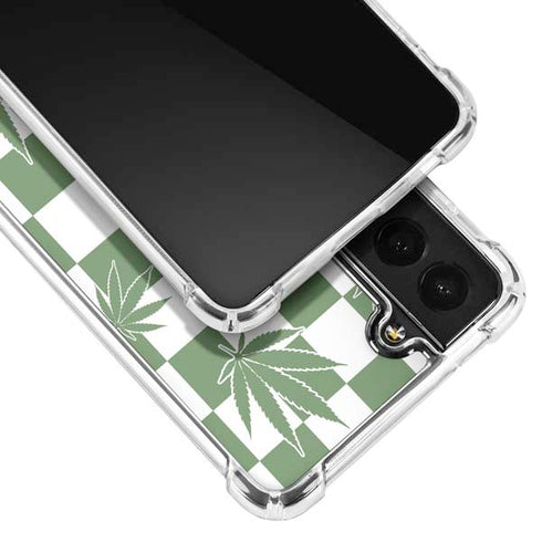 Marijuana Green Checkered Galaxy S22 Plus Clear Case