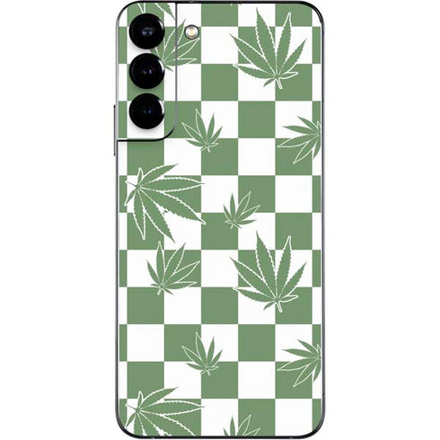 Marijuana Green Checkered Galaxy S22 Plus Skin