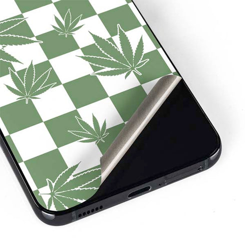 Marijuana Green Checkered Galaxy S22 Plus Skin