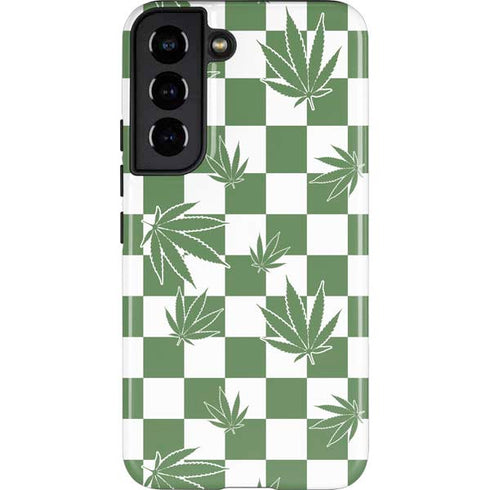 Marijuana Green Checkered Galaxy S22 Pro Case