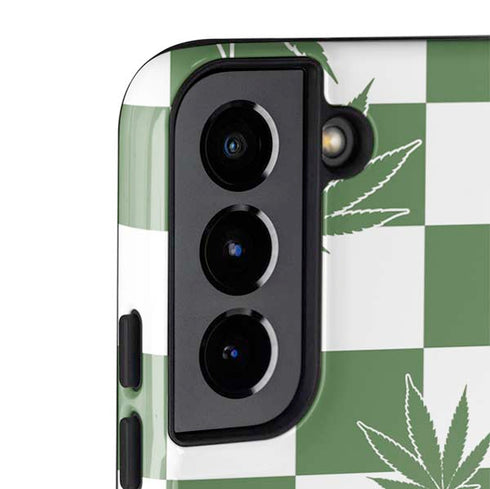 Marijuana Green Checkered Galaxy S22 Pro Case