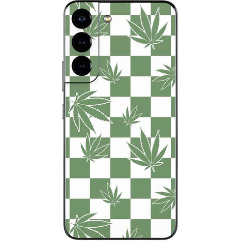 Marijuana Green Checkered Galaxy S22 Skin