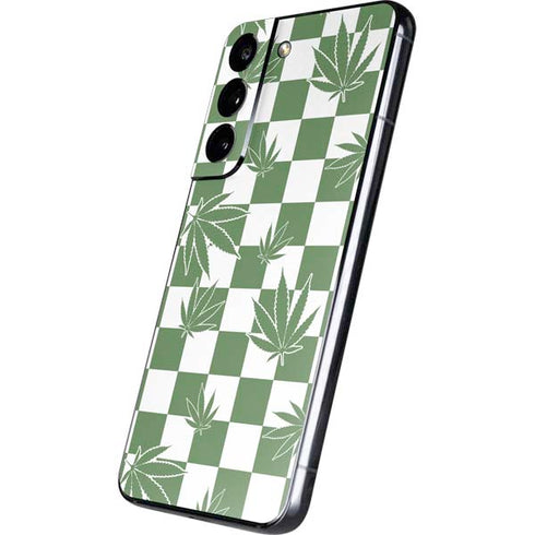 Marijuana Green Checkered Galaxy S22 Skin