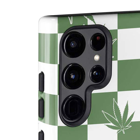 Marijuana Green Checkered Galaxy S22 Ultra Pro Case