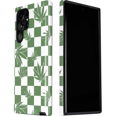 Marijuana Green Checkered Galaxy S22 Ultra Pro Case