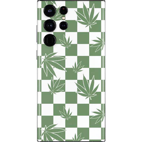 Marijuana Green Checkered Galaxy S22 Ultra Skin