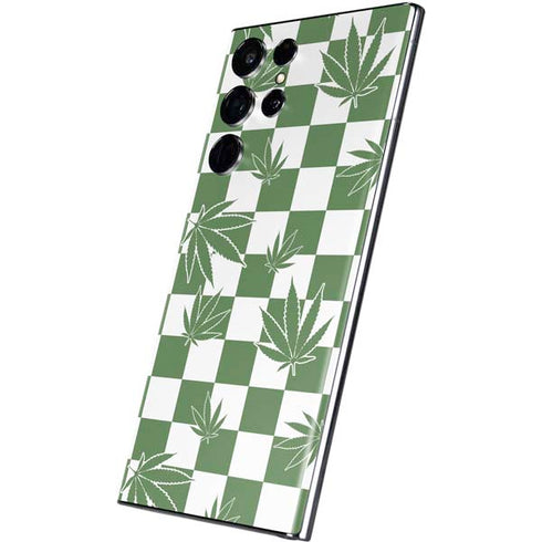 Marijuana Green Checkered Galaxy S22 Ultra Skin