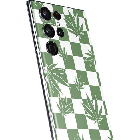 Marijuana Green Checkered Galaxy S22 Ultra Skin