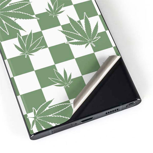 Marijuana Green Checkered Galaxy S22 Ultra Skin