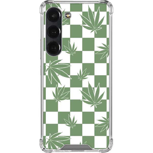 Marijuana Green Checkered Galaxy S23 Clear Case