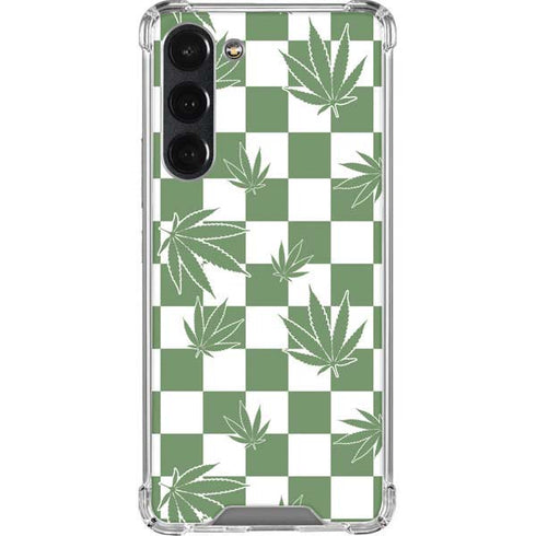 Marijuana Green Checkered Galaxy S23 Plus Clear Case