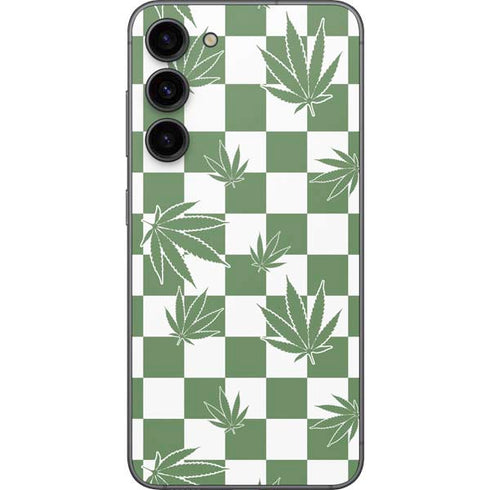 Marijuana Green Checkered Galaxy S23 Plus Skin