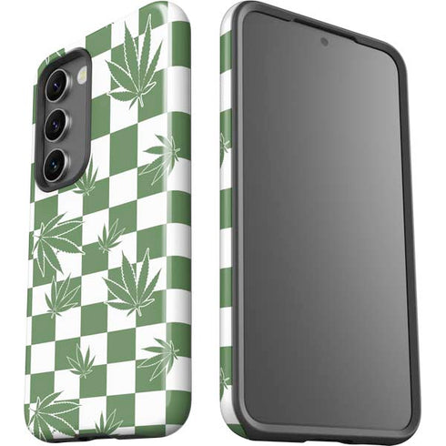 Marijuana Green Checkered Galaxy S23 Pro Case