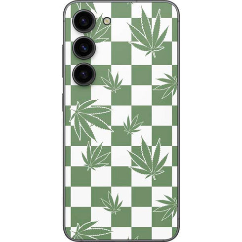 Marijuana Green Checkered Galaxy S23 Skin