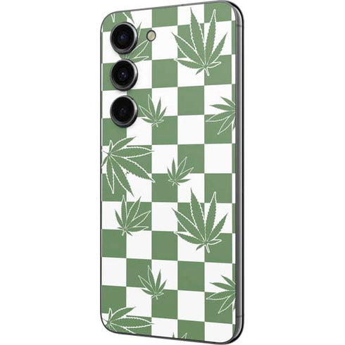 Marijuana Green Checkered Galaxy S23 Skin