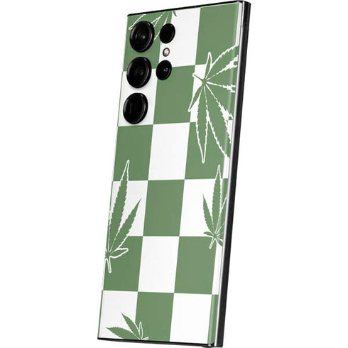 Marijuana Green Checkered Galaxy S23 Ultra Skin