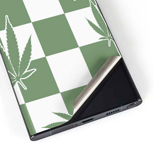 Marijuana Green Checkered Galaxy S23 Ultra Skin