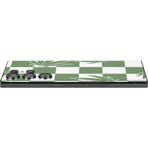Marijuana Green Checkered Galaxy S23 Ultra Skin