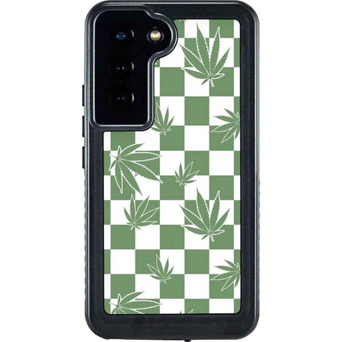 Marijuana Green Checkered Galaxy S23 Waterproof Case